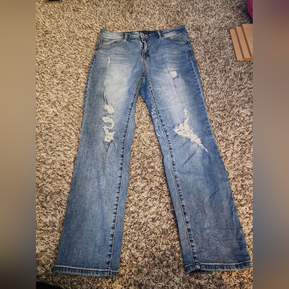 Women's Blue Distressed Jeans